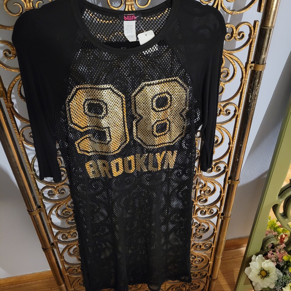 Vintage Y2K/90s Blush black mesh 98 brooklyn Tunic Dress